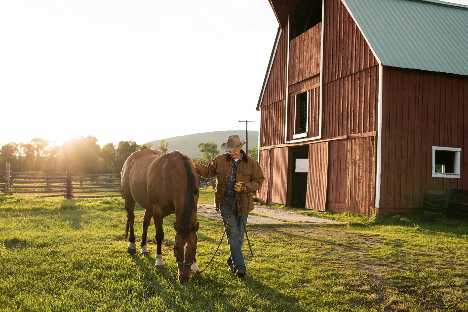 Active Lifestyle Photography -Rancher and Horse by Barn